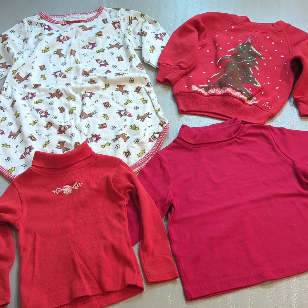 Vintage‎ 2T Christmas Bundle Lot Holiday Red Santa